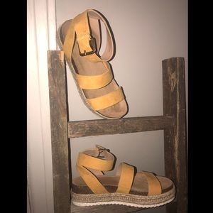 Mustard Platform Sandals
